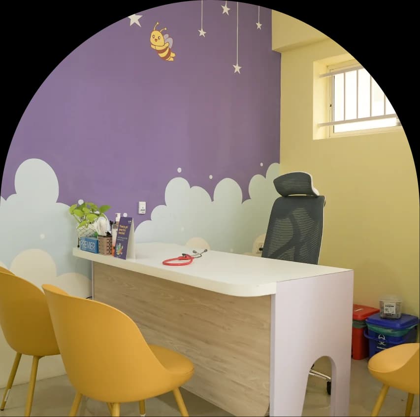 A child first clinic full of colour